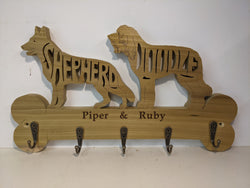 Double Dog Leash Holder w/Custom Name(s)